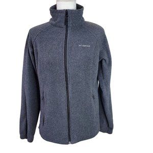 Columbia Womens Fleece Jacket Size M Gray Long Sleeve Full Zip Logo Pockets